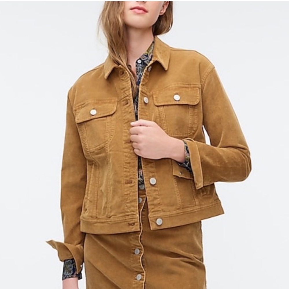 J Crew Garment-Dyed Corduroy Jean Jacket Coat Golden Brandy Size Medium